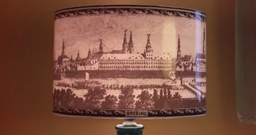 Lamp with antique print of Wroclaw/Breslau/Wratislavia