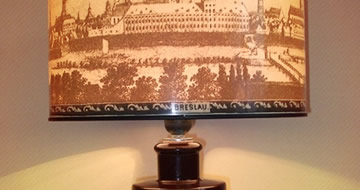 Lamp with antique print of Wroclaw/Breslau/Wratislavia