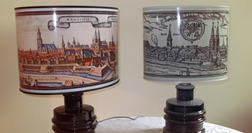 Lamp with antique print of Wroclaw/Breslau/Wratislavia