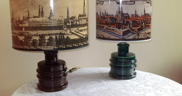 Lamp with antique print of Wroclaw/Breslau/Wratislavia